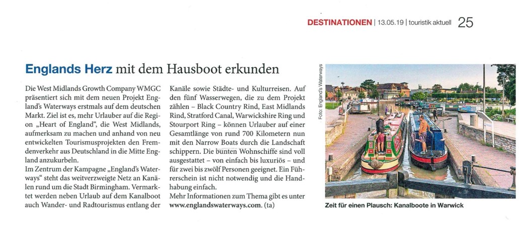 Trade - PR - England's Waterways - Touristik Aktuell